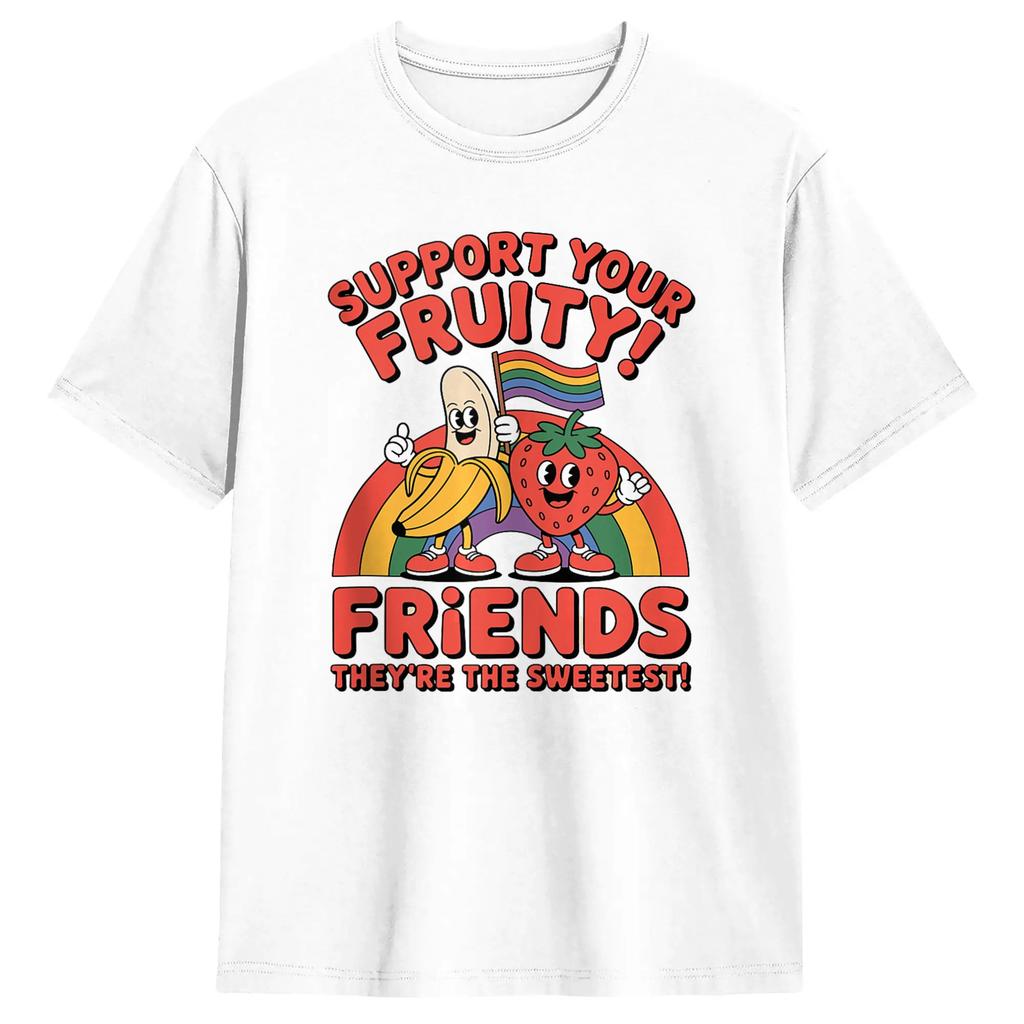 Support Your Fruity Friends Lgbtq Tolerance Rainbow Flag T Shirt Unisexs Classic Tshirts Summer Crew Neck Harajuku Tee Shirt