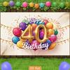 2D Happy 40th Birthday Celebration Background, Balloon & Confetti Decor