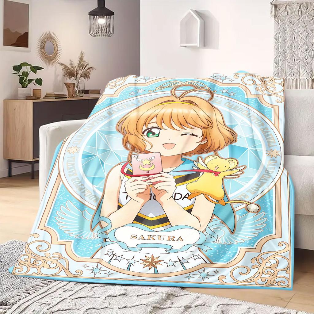 Cardcaptor Sakura Premium Print Flannel Blanket, Cartoon Decorative Throw for Couch, Soft Bedroom Bedding, Ideal for Travel_LIAN