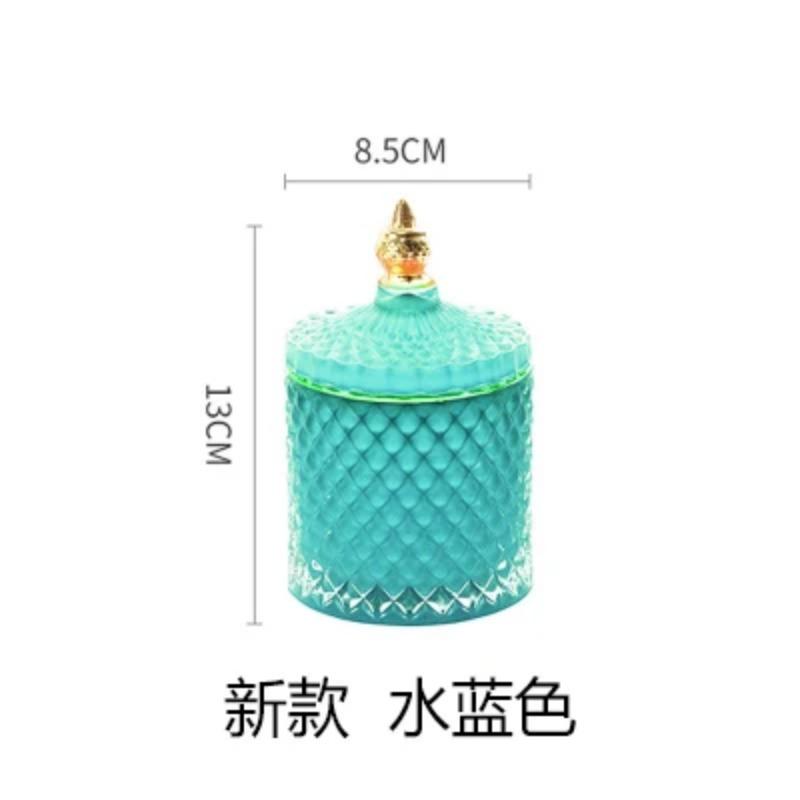 Classic French Light Luxury Multicolor Glass Storage Jar Handmade Aromatherapy Bottle Cotton Swab Toothpick Storage Box Candle Jar
