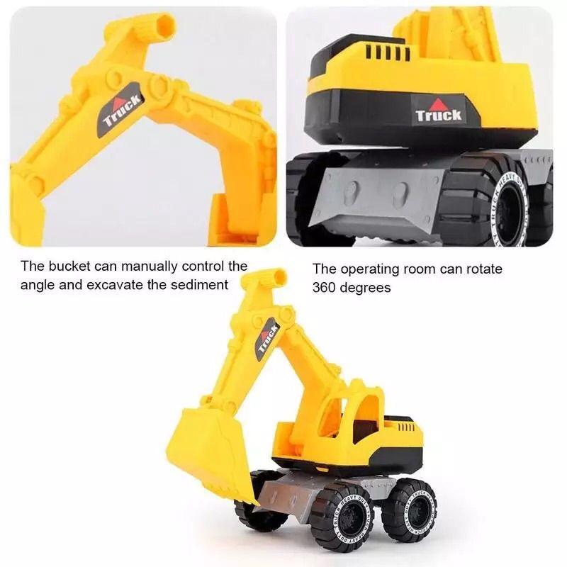 Bright Yellow Engineering Construction Truck Excavator Digger Vehicle Car Toy For Kids