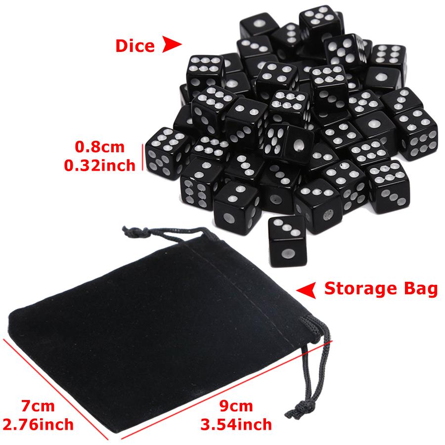 500pcs 8mm Square Corner Dice & Storage Bag Ideal for Tabletop Games, Party Activities, Leisure Games & DIY Craft Props