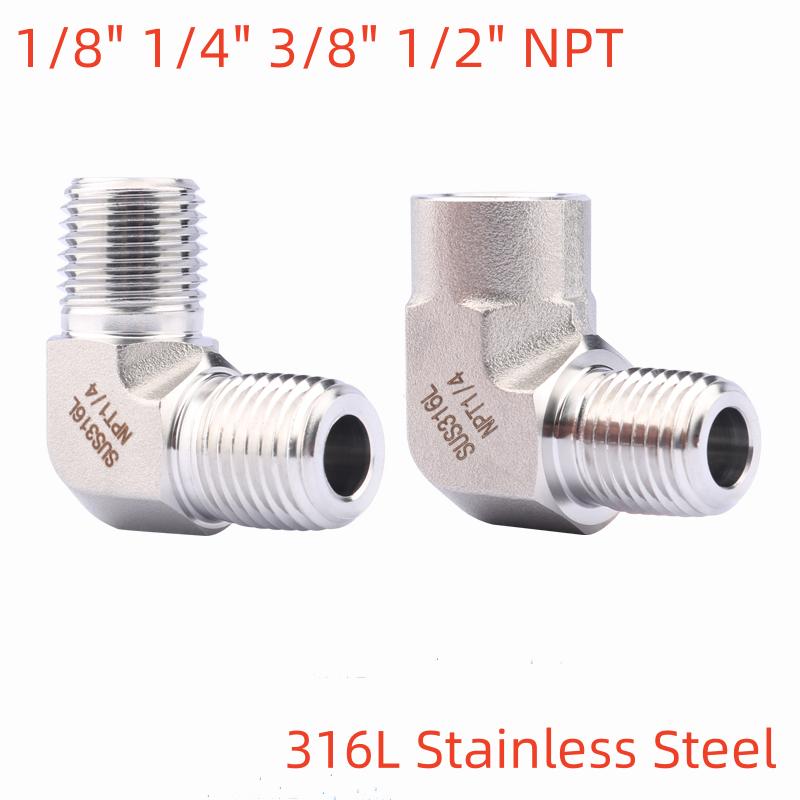 1/8" 1/4" 3/8" 1/2" NPT Female Male Thread 316L Stainless Steel Forged Pipe Fitting Elbow 90 Degree Connector High Pressure
