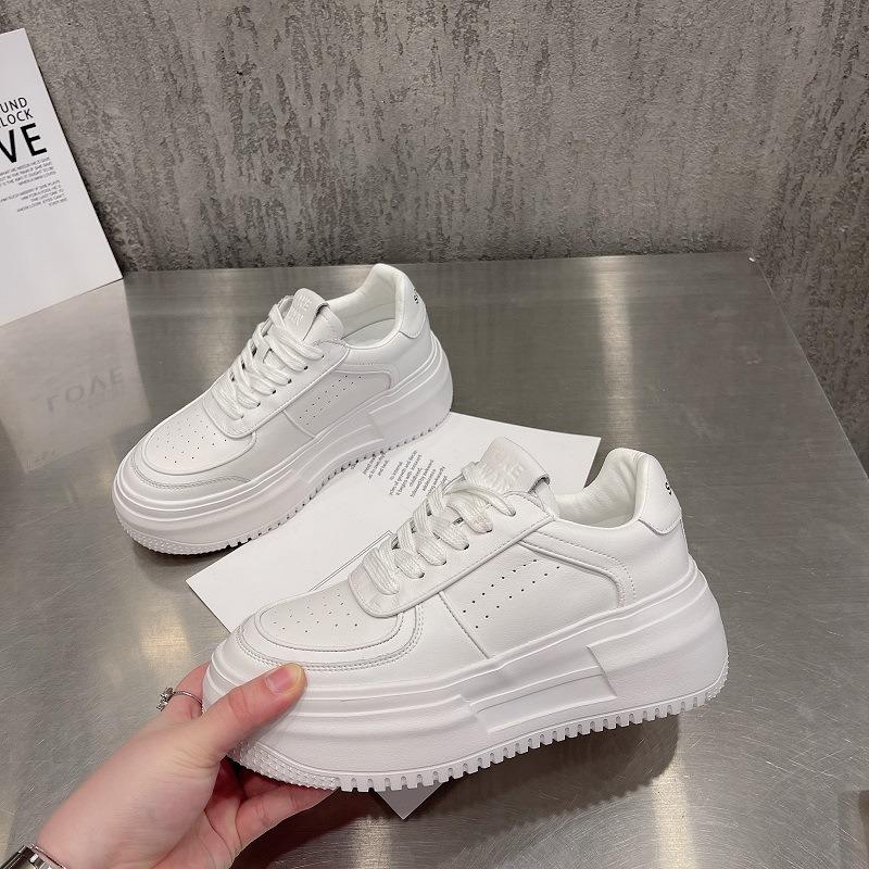 Little white shoes women's platform muffin shoes spring new versatile heightening shoes leather breathable white casual women's shoes