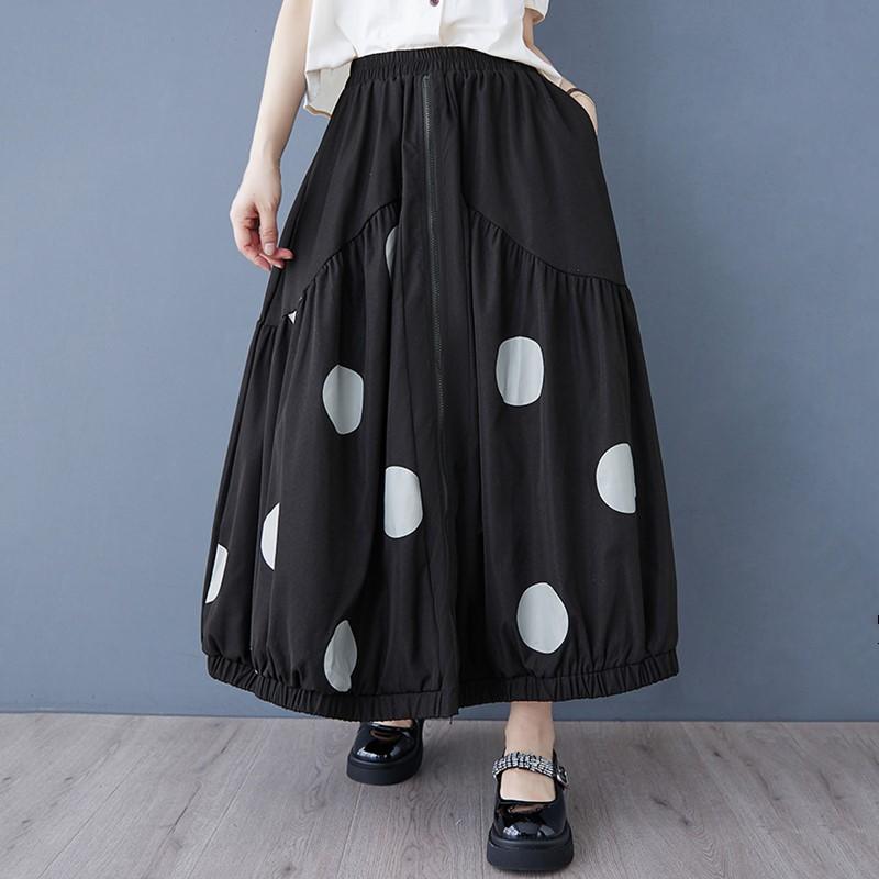 Polka Dot plus größe Hohe taille vintage Frühling Sommer beiläufige lose lange für frau röcke frauen rock