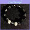 Black Eight Ball Geometric Metal Button Bracelet For Couples And Men