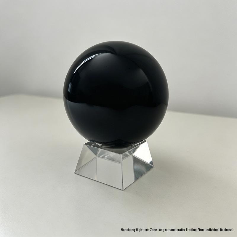 Sfera di Cristallo K9 Trasparente di Alta Gamma con Base in Vetro Trapezoidale - Decorazione da Scrivania, Arredamento per la Casa di Lusso Leggero.