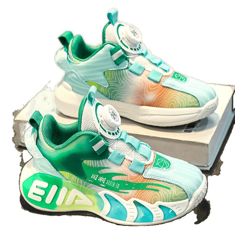 Classmates Girls Spring and Summer New Children's Basketball Shoes Rotating Button Sneakers Boys Mesh Breathable Running Shoes