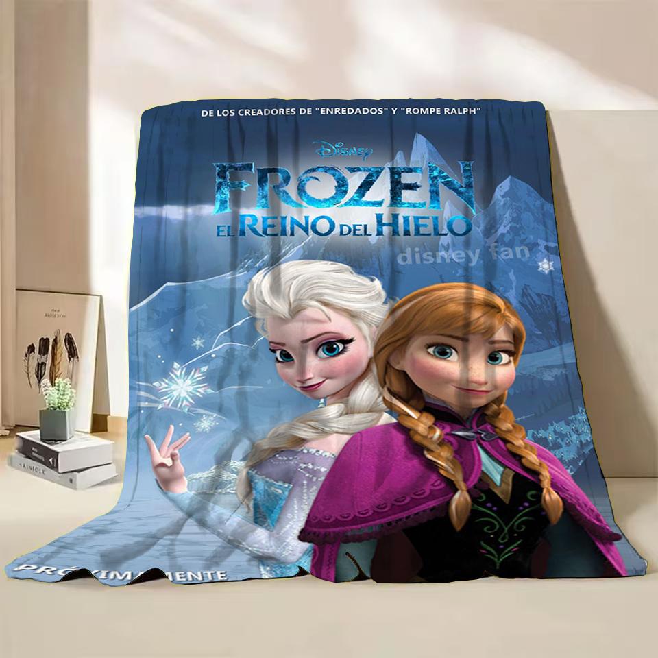 Disney Frozen Elsa Princess Childrens Adult Soft Flannel Blanket Fluffy Baby Plush for Bedroom Travel Office Cover Warm Blankets