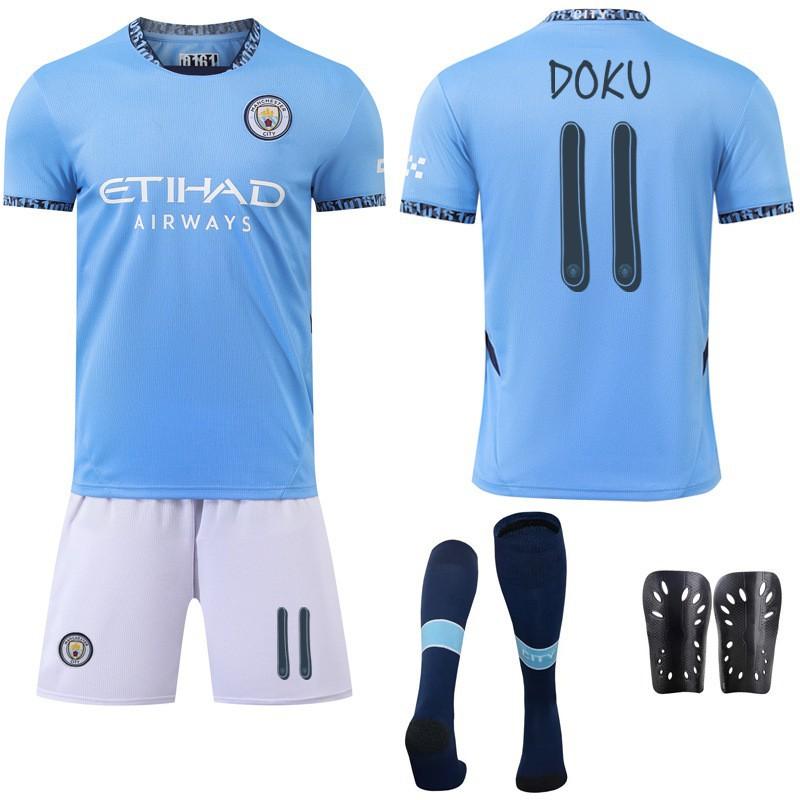 2425 Manchester City's Home Jersey Football Uniform Champions League Font No. 9 Harland 17 De Braunet New