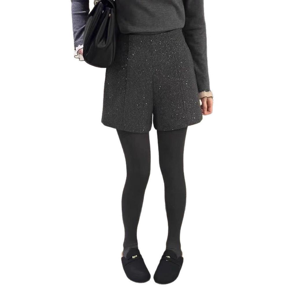 Starry Sky High Waist A-line Woolen Shorts - Plus Size Women's Spring Casual Wide Leg Booty Shorts