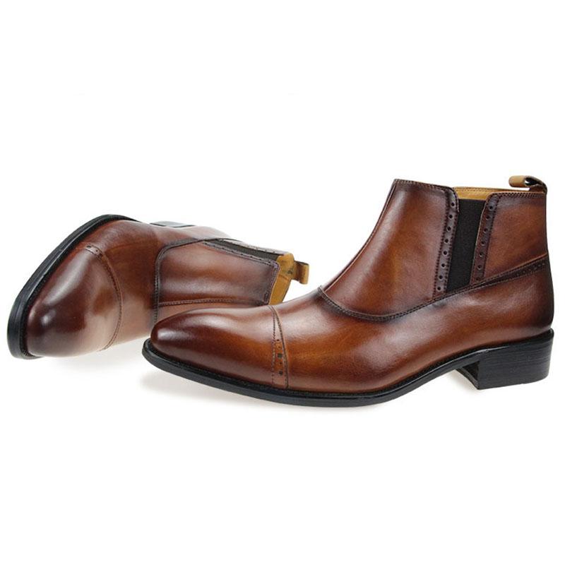 Fashion Fashion Business Men Boots Zipper Boot Handmade By Real Leather 2024 Top Quality Comfortable Luxury Autumn Boots Classic Brown