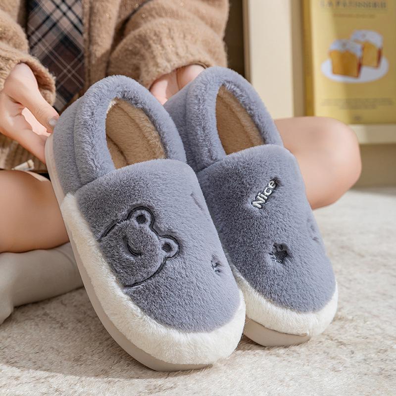 2025 Women's Autumn/Winter Plush Cotton Indoor Slippers - Warm Household Footwear for Couples