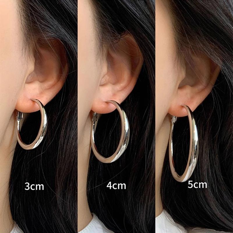 Silver needle smooth geometric earrings Korean simple ins versatile exquisite earrings fashion niche high-end earrings women