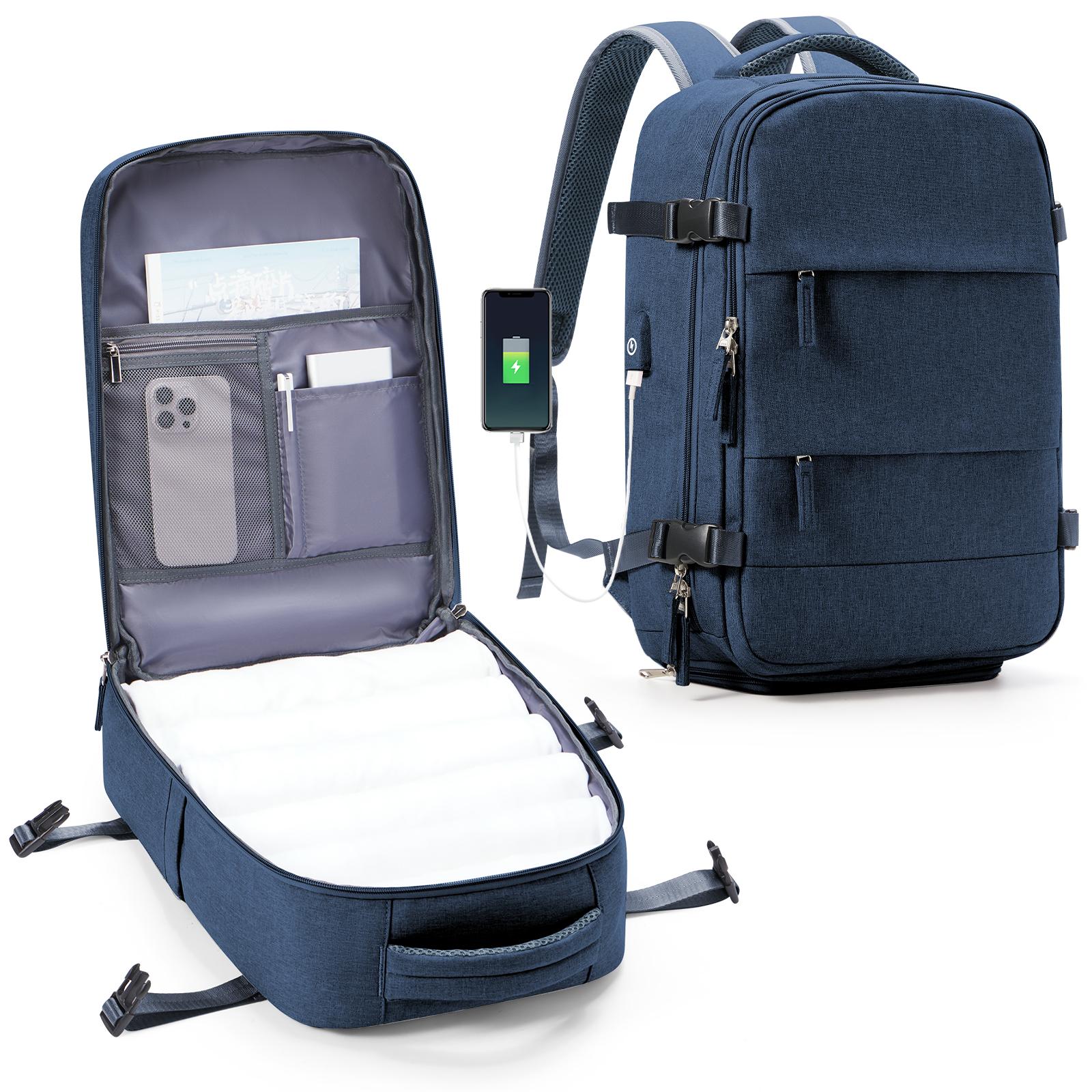 

Женский Мужской Рюкзак Ручная Кладь Бизнес Сумка для Ноутбука Студенческий Дорожный Рюкзак Водонепроницаемый Ручная Кладь Рюкзак для Кабины Ryanair 40x20x25 темно-синий