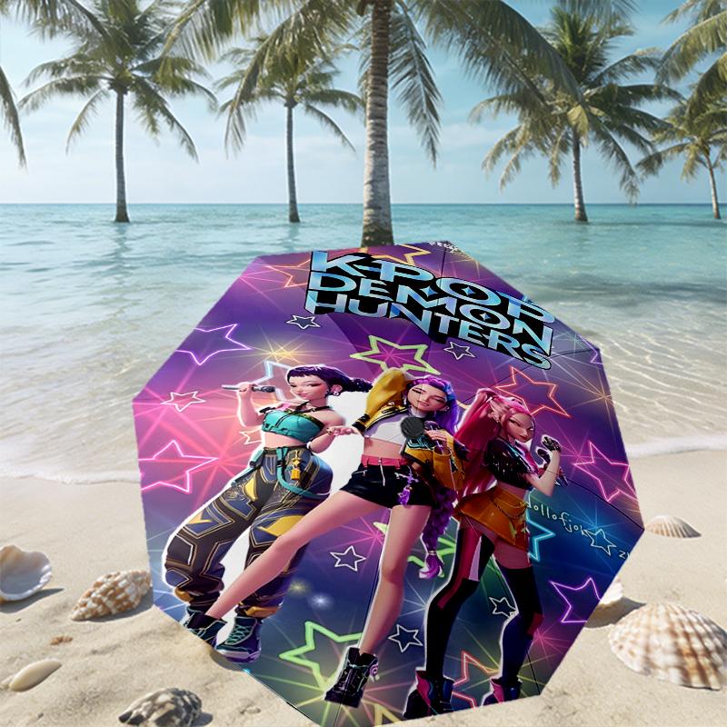 KPop Demon Hunters Print Umbrella Automatic Opening/ Closing - Portable Foldable Design - Daily Use for Travel/Outdoor - Gift for Birthday