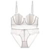 Rabbit Ears Thin Big Bra Showing Small Breasts Underwear Women's White Lace Sexy Gathering Summer Bra Set