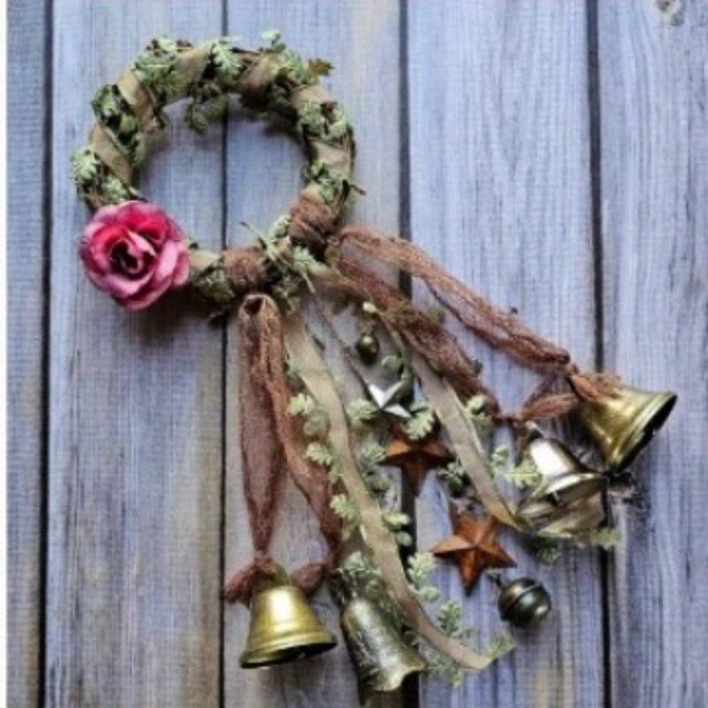 

1 шт. Хэллоуин Богемная Ведьма Лоза Обруч Пеньковая Веревка Колокольчик Гирлянда для Открытого Патио Сада Дома Праздничное Украшение, Подарок на Хэллоуин C