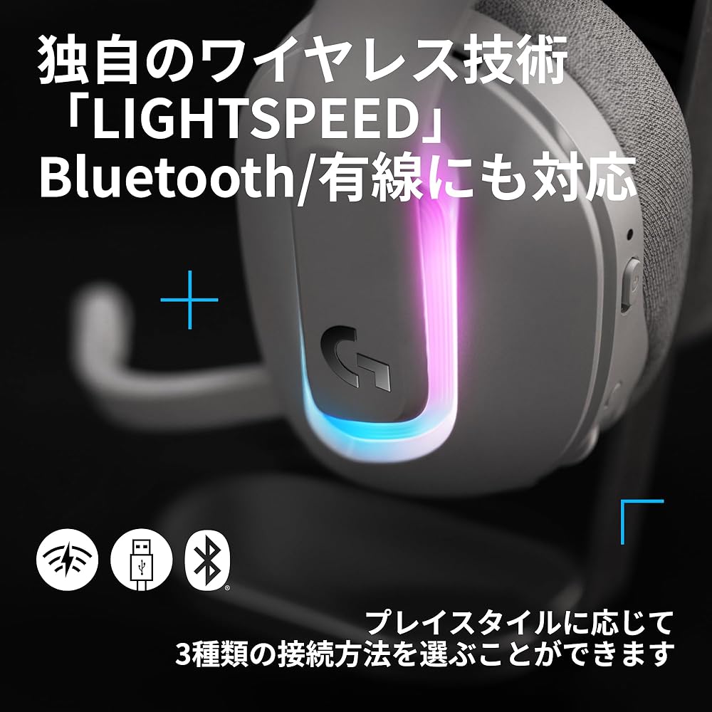 Беспроводная игровая гарнитура Logicool G G522 Легкая с микрофоном Bluetooth Совместимость по проводу PS5 PS4 Switch PC Mac Белая