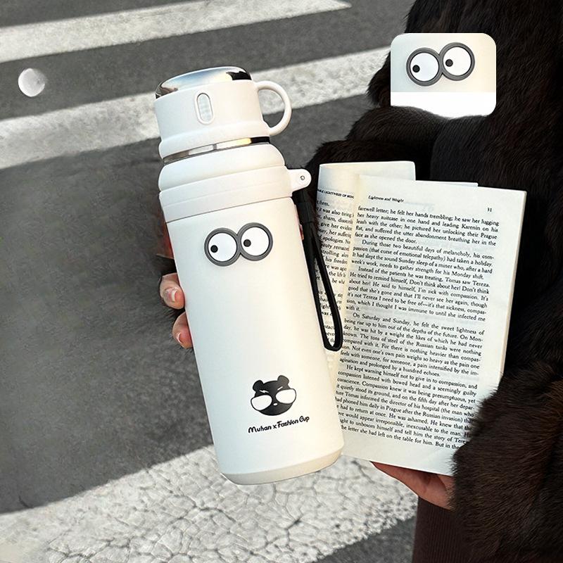 New Stylish Thermos Cup Car Bear Steel Kettle Portable Outdoor Straw Cup Double Drinking Cup Durable Durable Useful