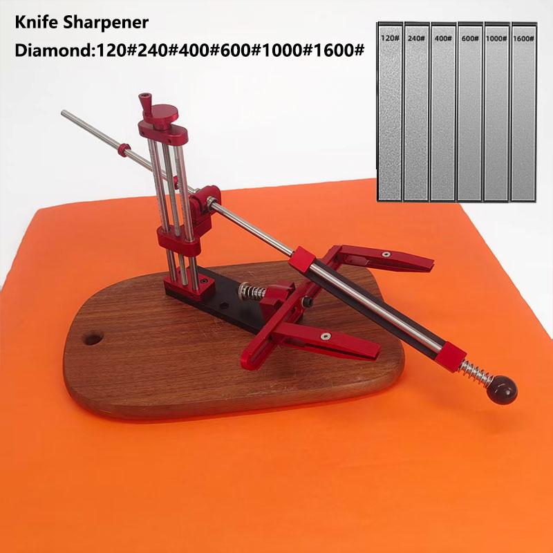 Red Fixed Angle Knife Sharpener - Adjustable Precision Sharpening Tool for Kitchen Knives, Easy to Use Sharpening System