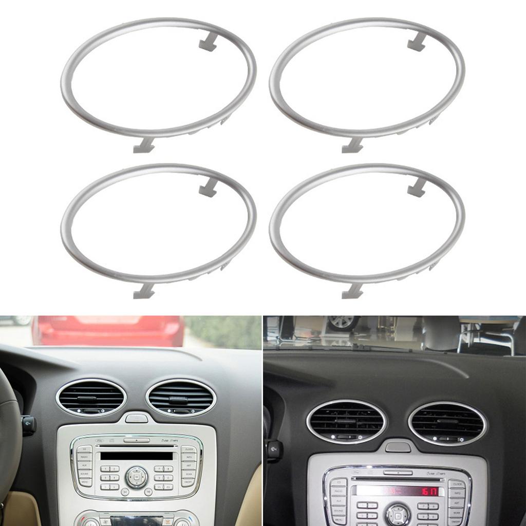 4pcs Car Air Conditioning Trim Outlet Cover Decoration Circle Rings Sticker Auto Accessory for Luxurious Interior Touch