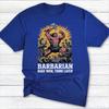Barbarian Tshirt  First Strike Then Think Dragon  Dungeon Roleplaying Board Game Fan Gift Tshirt