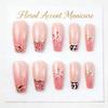 30-Piece Set: Handmade Almond Nails with 3D Flowers, Butterflies & Pearls