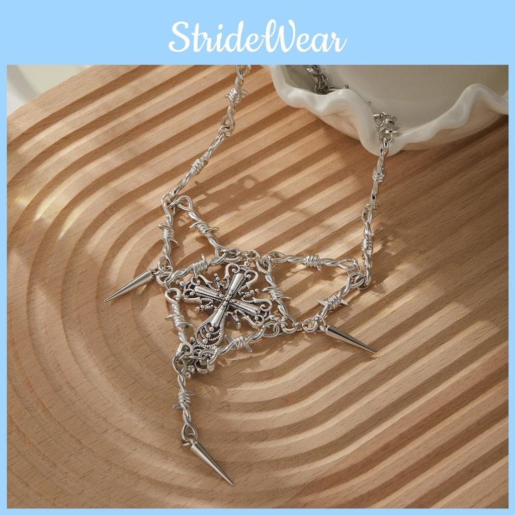 Thorn Cross Trendy Pendant Chain Necklace For Women Perfect For Stylish Everyday Wear