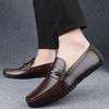 Fashionable Korean Style Leather Casual Shoe Lightweight Comfortable Driving Loafers Soft Soled Men Business Elegant Daily Shoes