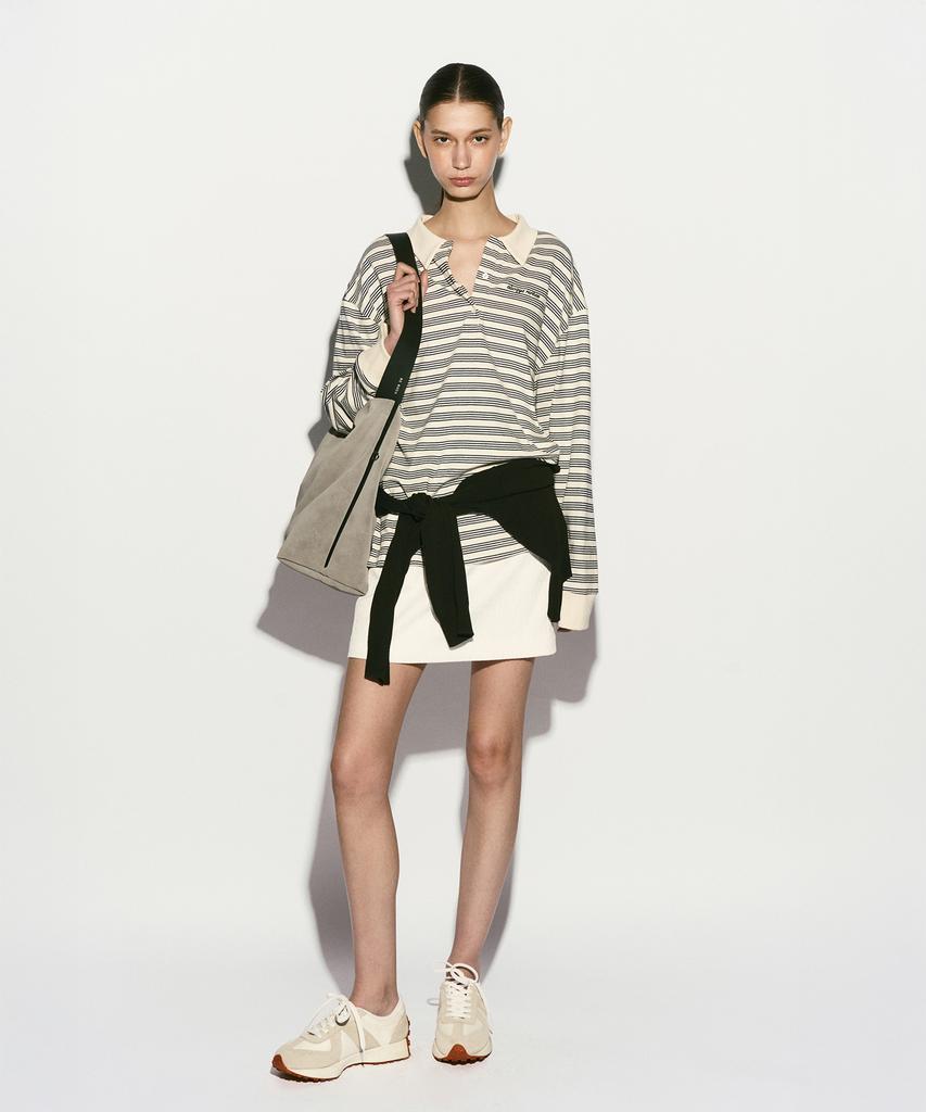 Re Rhee Cowhide Strap Hobo Bag Gray