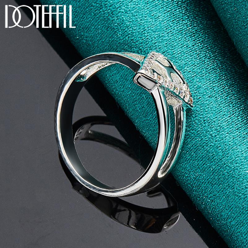 925 Sterling Silver AAA Zircon Triangle Ring Fashion Jewelry