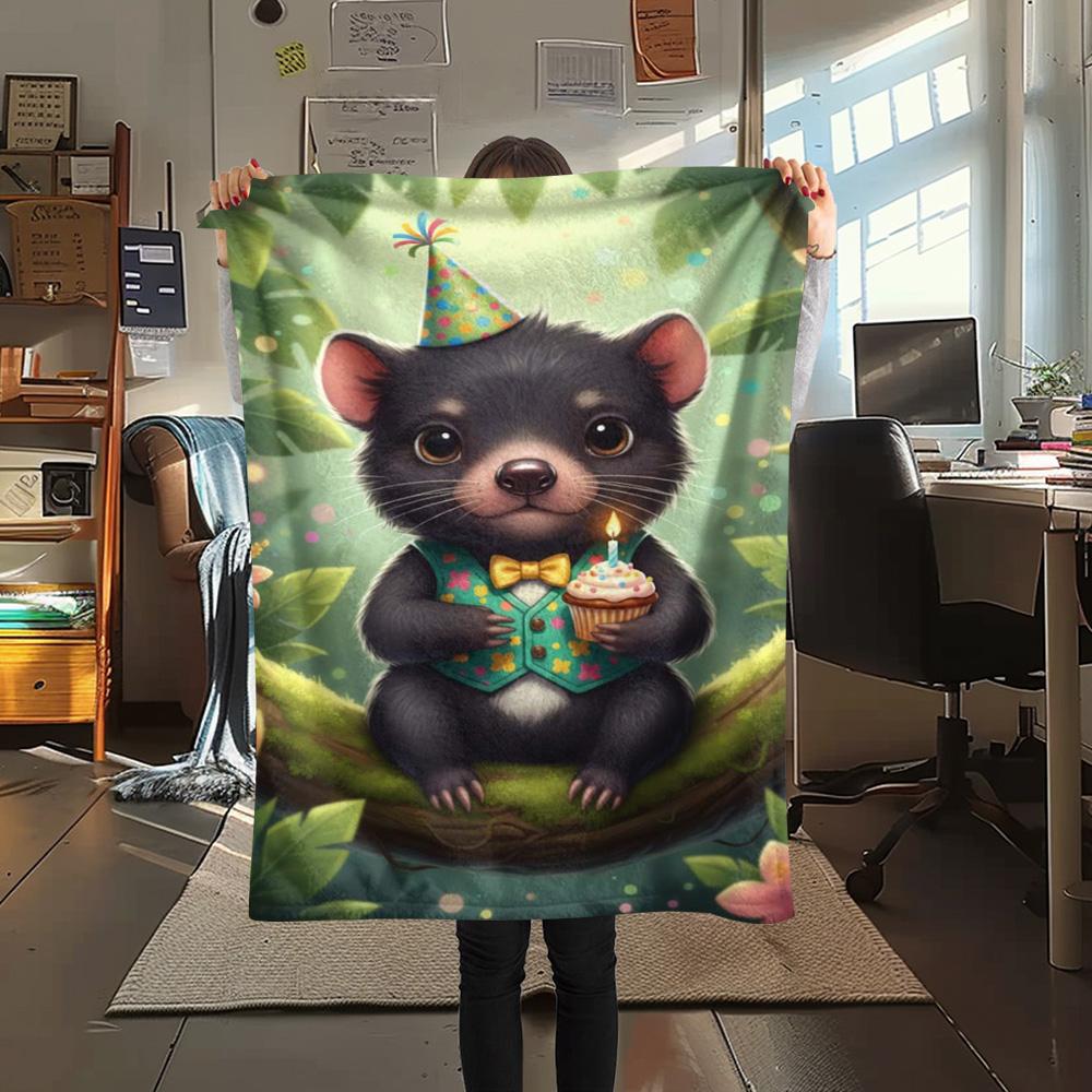 1PC Fairy Tale Style Print FlAannel Blanket, High Quality Comfortable for All Seasons, Home Decor, Warmth and Comfort