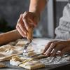 4/5Pcs Ravioli Stamp Maker Cutter Roller Wheel Set Cookie Mold with Wooden Handle Fluted Edge Pasta Press Kitchen Tools