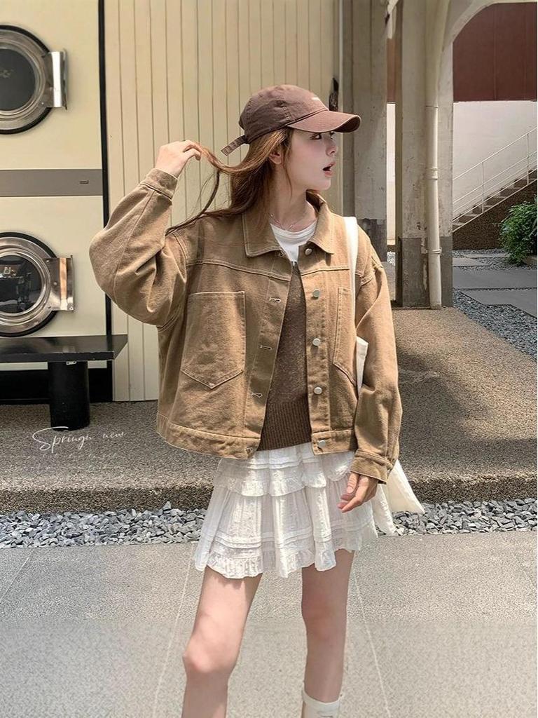 2025 New Korean Style Women's Short Denim Jacket: Casual, Loose, Retro & Versatile for Spring & Autumn