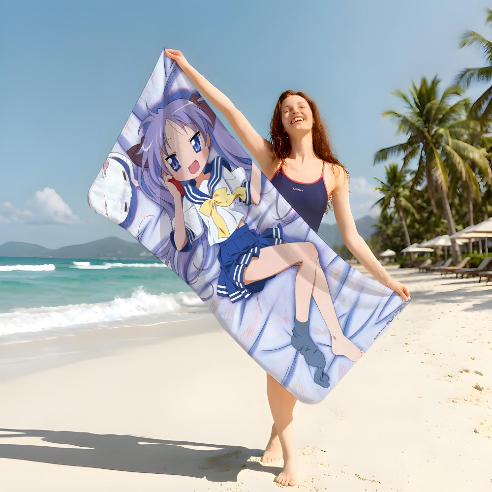 Anime L-Lucky S-Star Towel Beach Blanket Towel  For Travel Gym Shower Luxury Lightweight Camping Pool hot