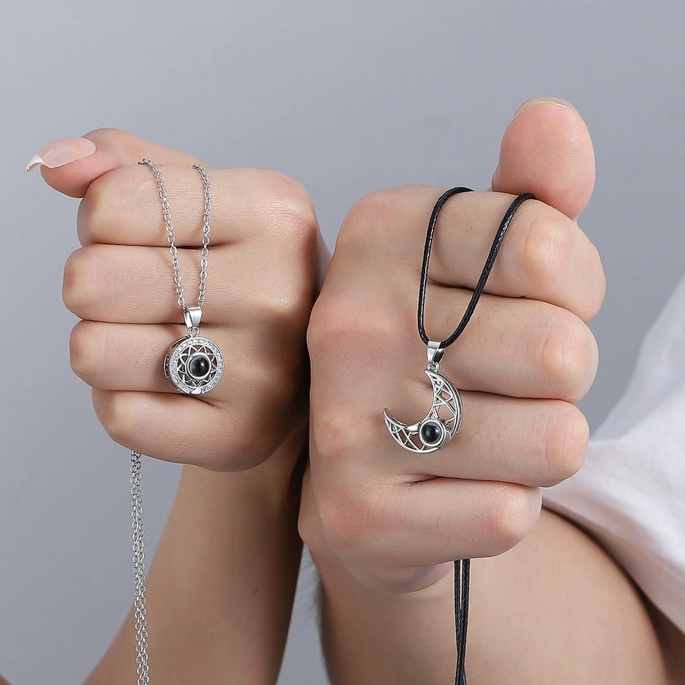 

LATS New Copper Magnetic Sun Moon Necklace for Women Men Couple Fashion Chain Good Friend Gifts Trend Zircon Accessories