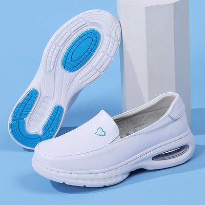 Women's Platform Nurse Working Shoes Comfortable Breathable Anti-Slip Sneakers Nursing Work Leather Casual Shoes Lightweight Walking Loafers for Women