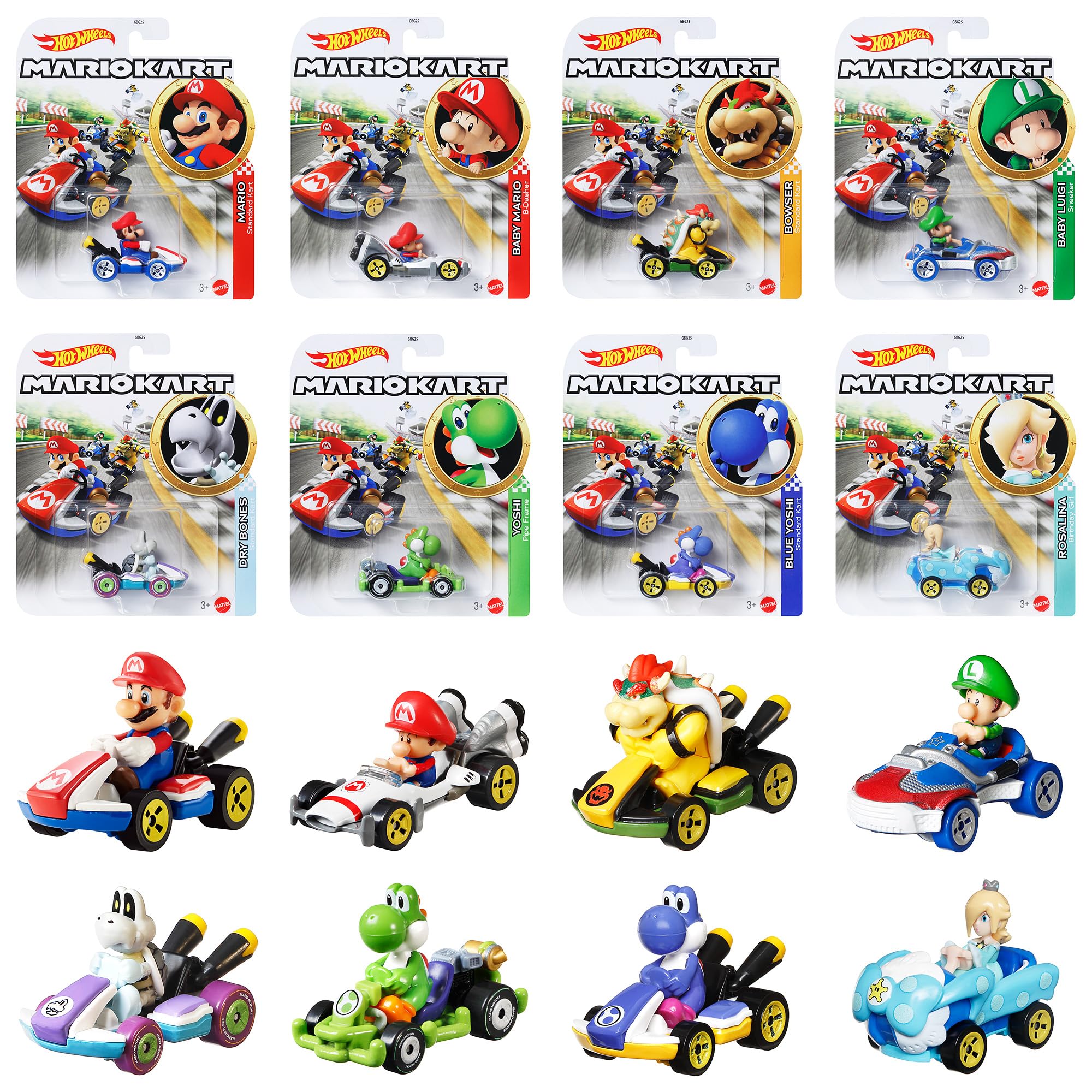 

Hot Wheels Mario Kart Assorted Vehicle 8 Mini Box Ages 3 and Toys, Cars, Set, Up, Multi-Purpose, 988S-GBG25