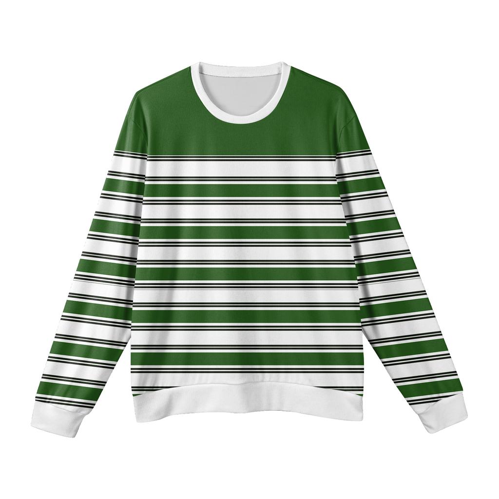 Męski sweter z okrągłym dekoltem, długim rękawem i prążkowanej dzianiny