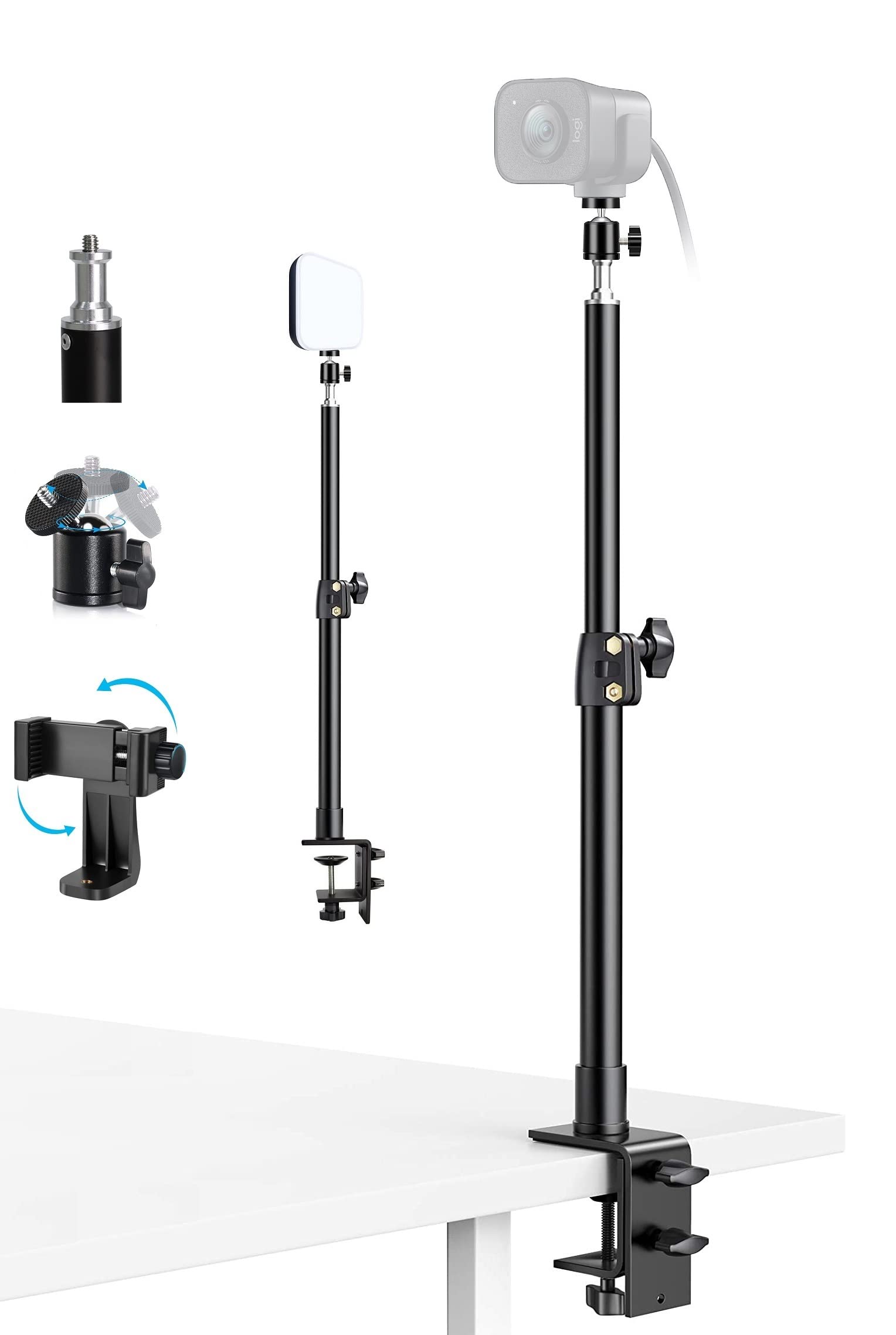 

AceTaken Webcam Holder with Table Clamp for Logitech StreamCam C920x, Brio C922x, C930e, C925e, C615 Webcams and Lights