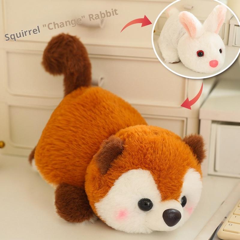 25/35cm Cute Carton Capybara Panda Reversible Squirrel Kitten Plush Toy Soft Stuffed Animal Dolls Pillow Creative Gifts for Kids