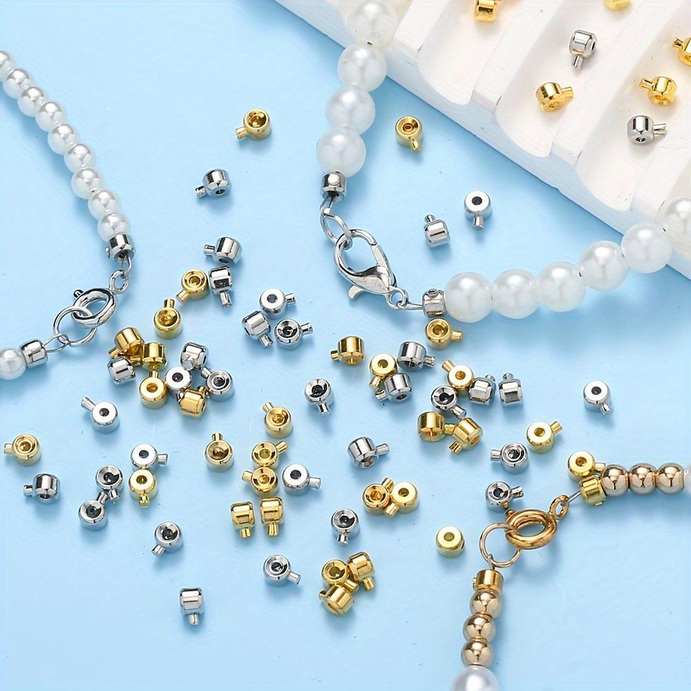 Coppers 20pcs 3x4mm Positioning Buckles Clasps with Bead Caps - DIY Jewelry Connectors, Necklace & Bracelet Closure Buckles - Ideal for DIY Connection