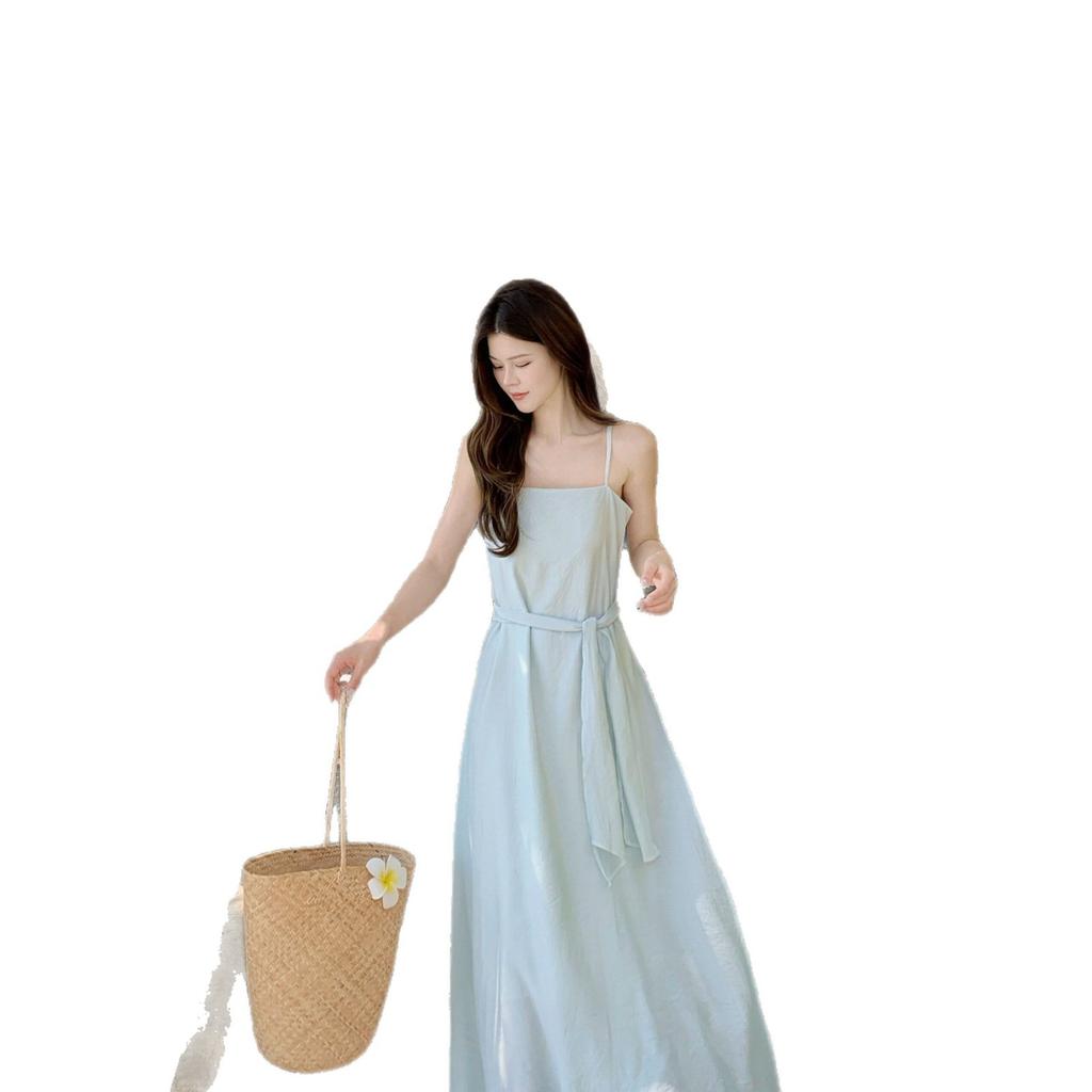 Female Chic Summer New Gentle Vacation Style Design Sense Atmosphere Elegant Temperament Suspender Long Dress Dress