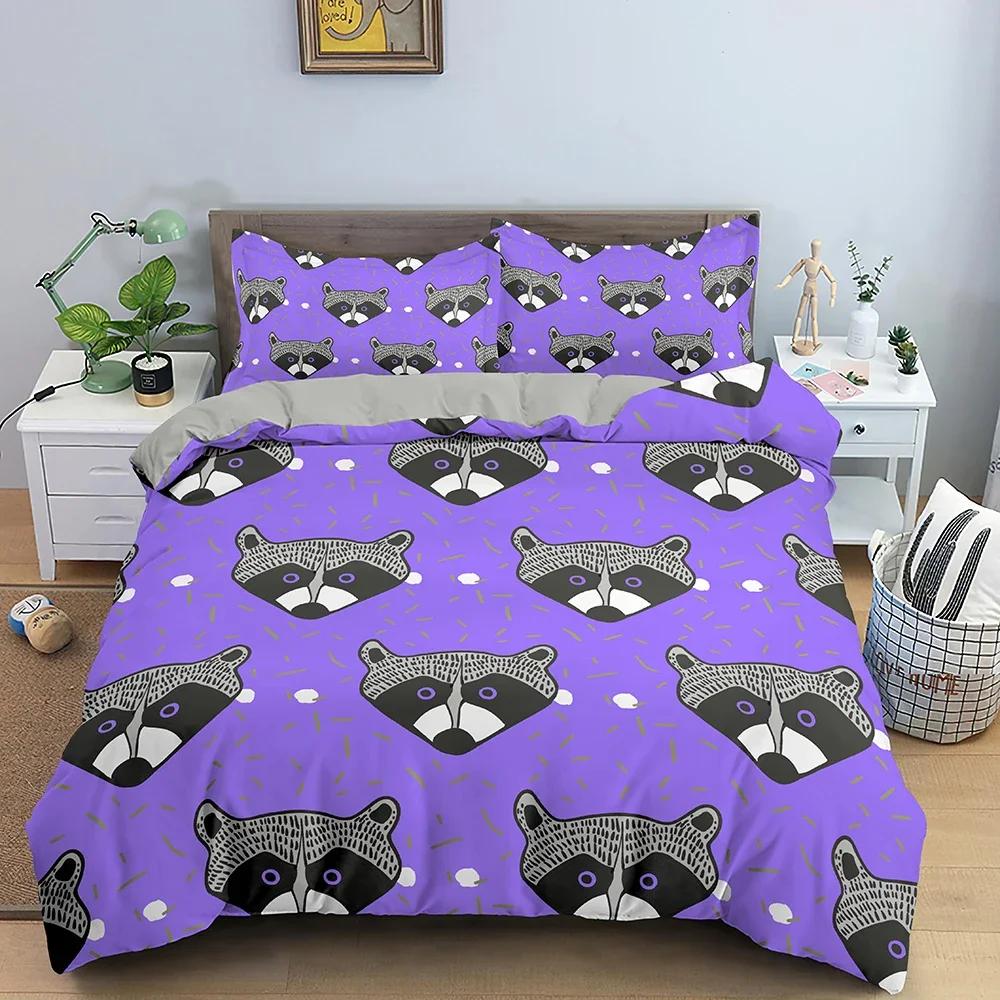 Animals Raccoon Bedding Set Boys Girls Twin Queen Size Duvet Cover Pillowcase Bed Kids Adult Fashion Home Textileextile