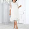 European & American Women's Embroidered Patchwork Round Neck Five-Point Sleeve Casual Dress