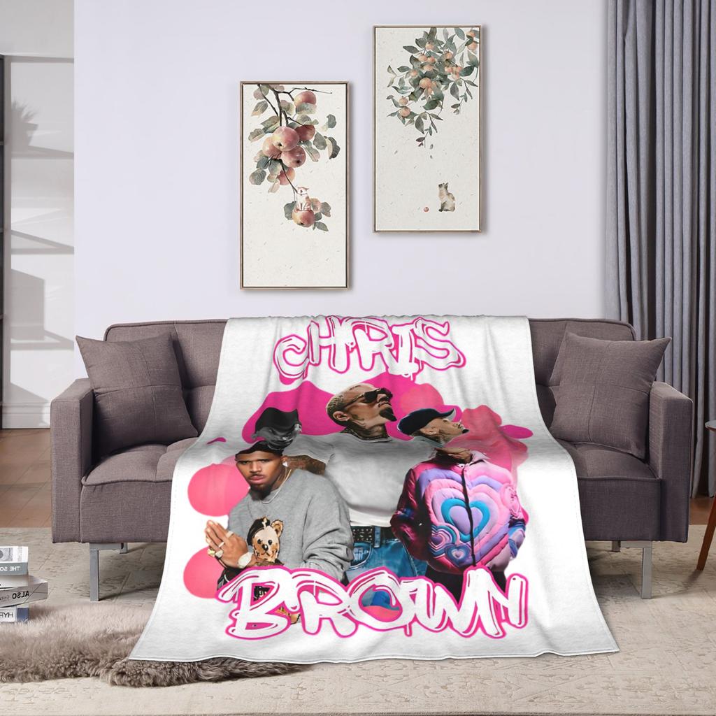Middle Finger Vintage Chris Brown Blankets Fleece Autumn  Multi-function Super Soft Throw Blanket for Bedding Outdoor Bedspread