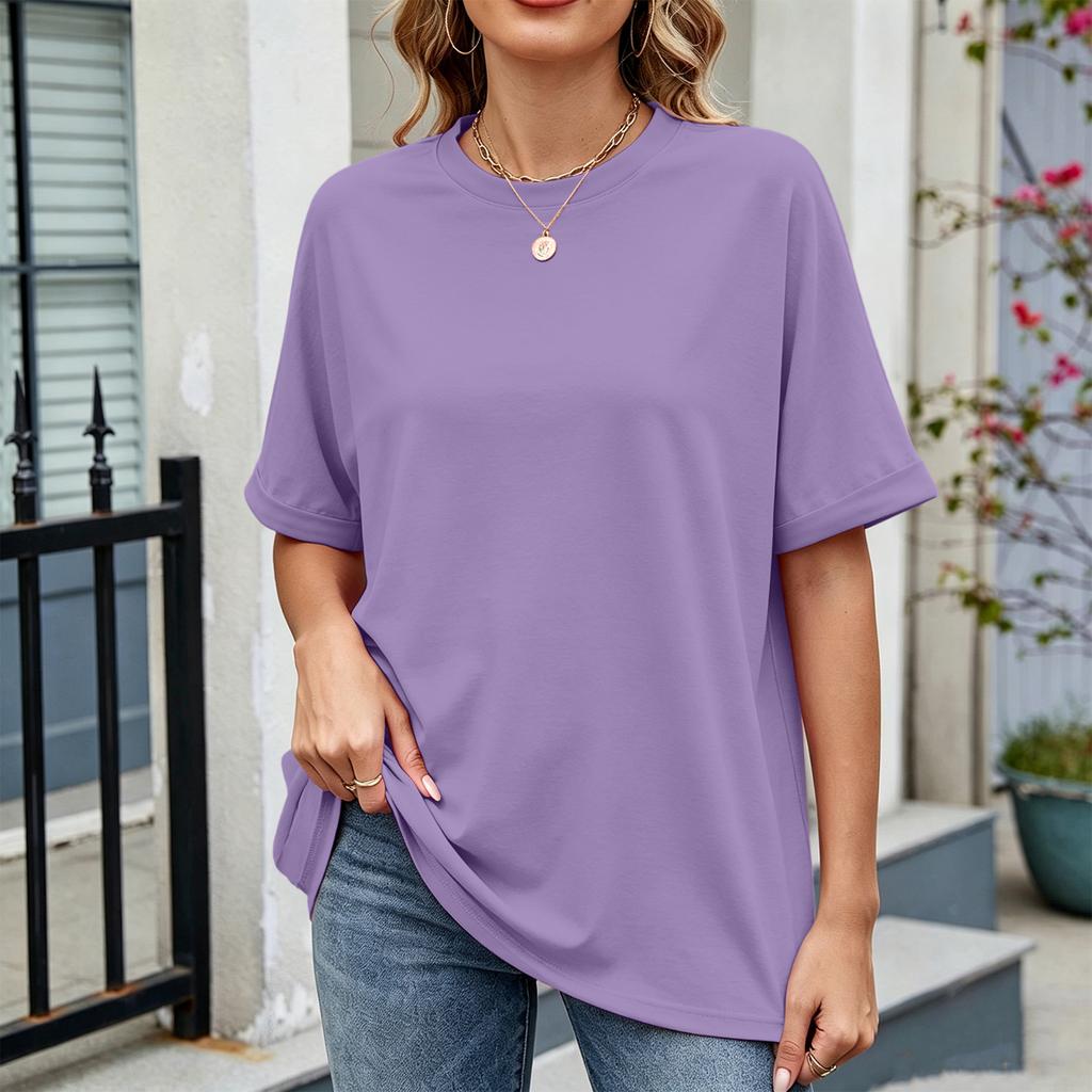 Women Loose Fit Casual Round Neck Short Sleeve T Shirt Lightweight Comfortable Summer Top