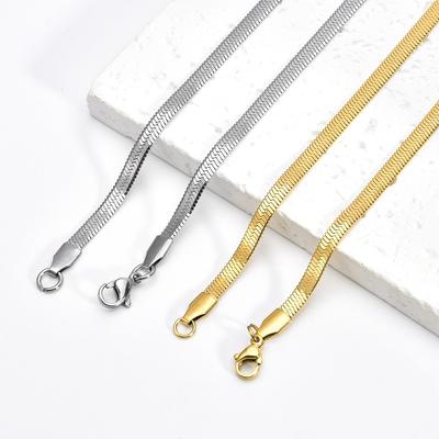 Premium Stainless Steel Blade Chain Fashionable Versatile Gold-Plated Titanium Steel Necklace Wind Versatile Plain Chain Necklace