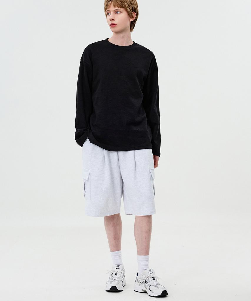 TOPBOY Heavy Duty One-Pleat Cargo Training Shorts White Melange